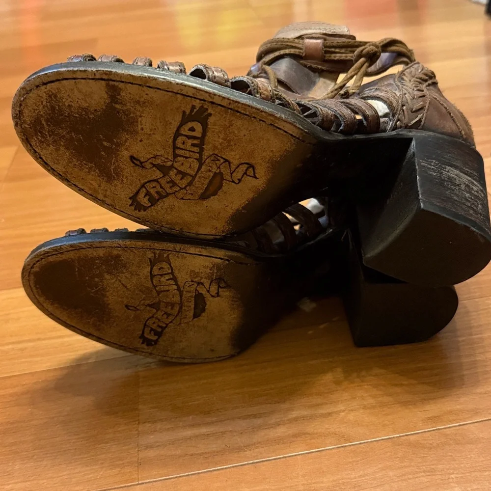 Freebird Brown Strappy Gladiator Sandals - Picture 5 of 6